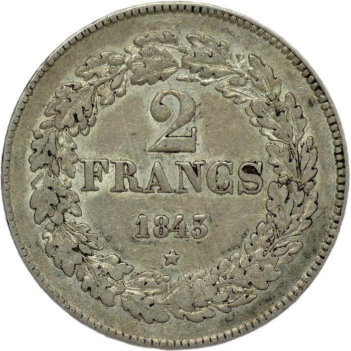 België. Leopold I. 2 Francs 1843 - position B ///// - RARE, Timbres & Monnaies, Monnaies | Pays-Bas