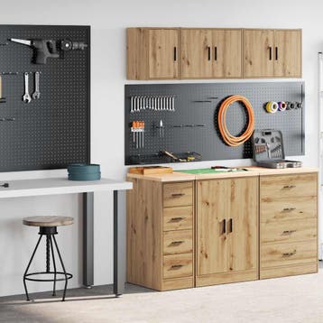vidaXL Garagekasten 2 st bewerkt hout ambachtelijk eikenhout, Verzenden