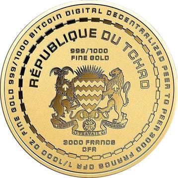 Tchad. 3000 Francs Bitcoin, 1/1000 Oz (.999) mit CoA und BOX