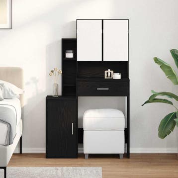 vidaXL Kaptafel met lade Zwart Eiken 80 x 35 x 132 cm, Huis en Inrichting, Verzenden, Nieuw