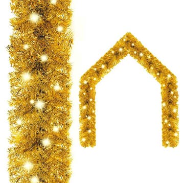 vidaXL Kerstslinger met LED-lampjes 20 m goudkleurig, Divers, Noël, Verzenden