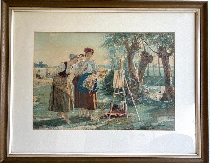 Thomas Simon Cool(1831-1870) - Aquarel Thomas Simon Cool, Antiquités & Art, Art | Peinture | Classique