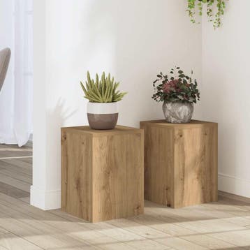 vidaXL Plantenstandaards 2 st 25x25x35 cm hout artisanaal, Verzenden, Nieuw