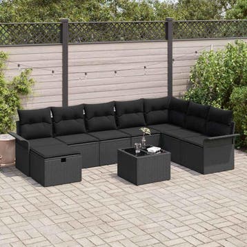 vidaXL Tuinbank Set 9 st Poly rattan, Verzenden, Nieuw