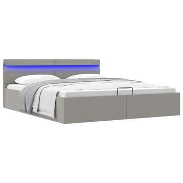 vidaXL Bedframe met opbergruimte en LED stof lichtgrijs, Verzenden, Nieuw