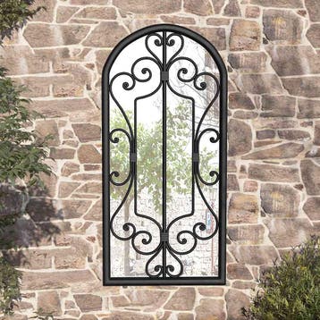 vidaXL Tuinspiegel 100x45 cm ijzer zwart, Verzenden, Nieuw