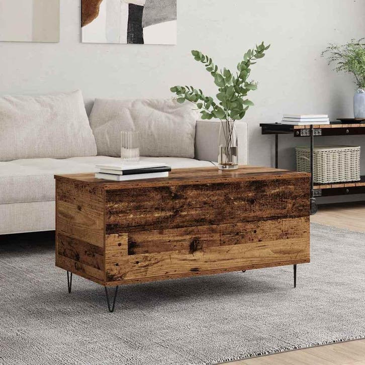 vidaXL Salontafel Oud hout 90 x 44,5 x 45 cm Bewerkt hout, Huis en Inrichting, Tafels | Salontafels, Nieuw, Verzenden