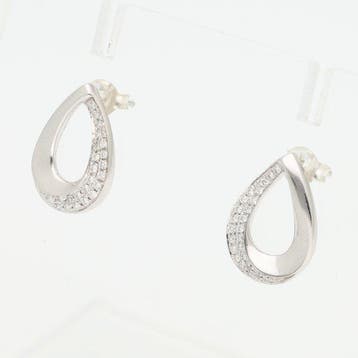 Zonder minimumprijs - Oorbellen - 14 karaat Witgoud Diamant, Nieuw