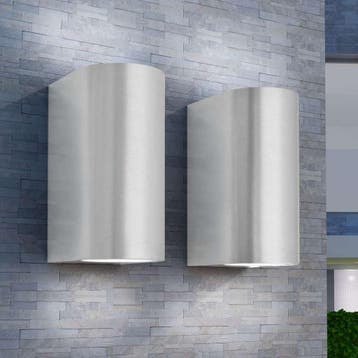 vidaXL LED-wandlamp tuin op-/neerwaarts rond 2 st, Tuin en Terras, Verzenden, Nieuw