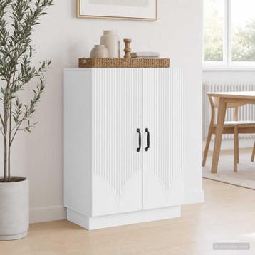 vidaXL Dressoir Wit 66 x 34,5 x 87 cm Bewerkt hout, Huis en Inrichting, Verzenden, Nieuw