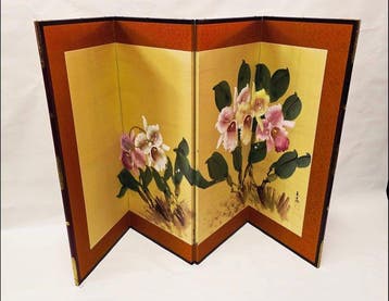 Bybu kamerscherm - Hout, Zijde, Messing - Japan -, Antiek en Kunst
