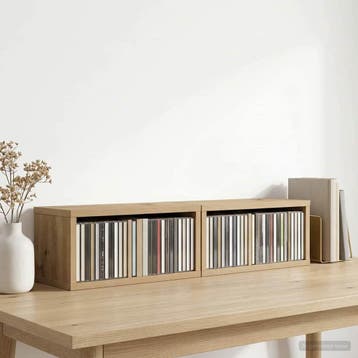 vidaXL CD Opslagrek 2 st Artisanaal eiken 40 x 17 x 17 cm, Verzenden
