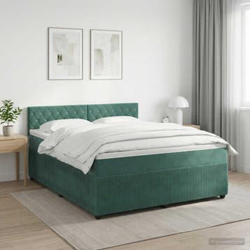 vidaXL Boxspringbed met matras Donkergroen 140 x 190 cm, Verzenden