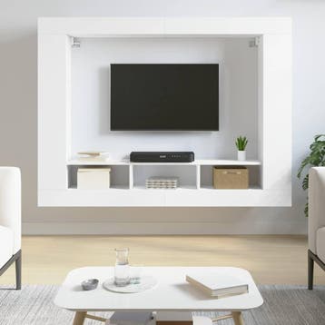 vidaXL Tv-meubel 152x22x113 cm bewerkt hout wit, Verzenden