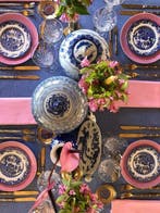 Blauw denim tafelkleed voor grote tafels. 2,70 x 1,80 m -