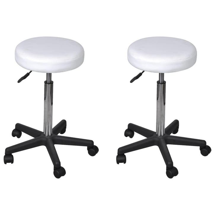 vidaXL Kantoorkrukken 2 st 35,5x84 cm kunstleer wit, Maison & Meubles, Chaises de bureau, Envoi