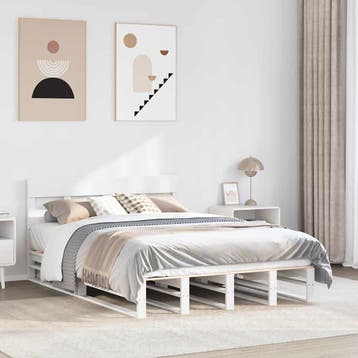 vidaXL Bedframe zonder matras massief grenenhout wit 160x200, Verzenden, Nieuw