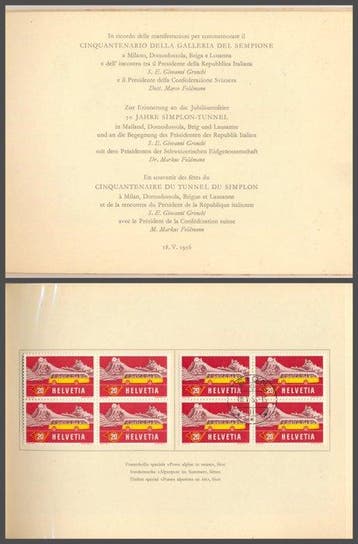 Zwitserland - Rariteit Sempione 1956 - cadeauboekje 50 jaar, Gestempeld