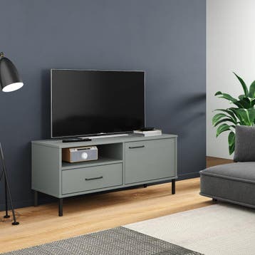 vidaXL Tv-meubel met metalen poten OSLO massief grenenhout, Verzenden