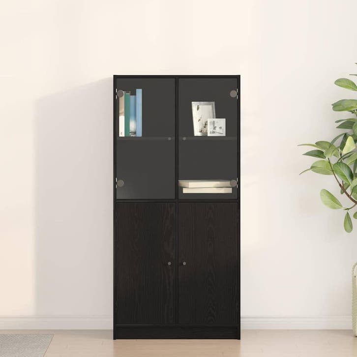 vidaXL Highboard Zwart Eiken 68 x 37 x142 cm, Huis en Inrichting, Kasten | Dressoirs, Nieuw, Verzenden