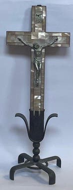 Crucifix - Hout, IJzer - 1930-1940 - Tafelkruis - 44 cm