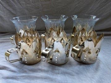 Warmet - Tasse (6) - Argent - porte-gobelets, Antiquités & Art