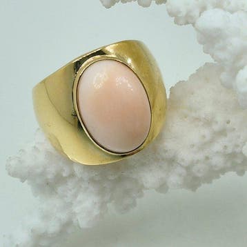 Koraal - Zilver, Verguld - Ring - Roze koraal