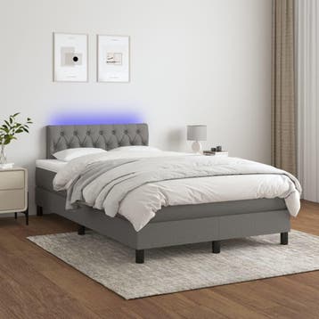 vidaXL Boxspring met matras en LED stof donkergrijs 120x200, Verzenden, Nieuw