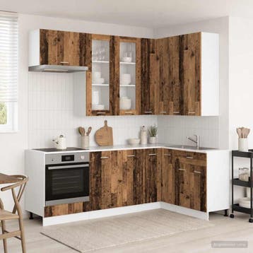 vidaXL Keuken Eenheid LYON 8 pcs Oud hout Bewerkt hout, Verzenden, Nieuw