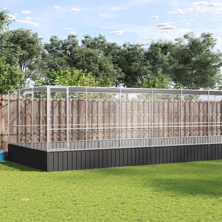 vidaXL Volière met verlengstuk 725x307x212 m staal, Dieren en Toebehoren, Vogels | Toebehoren, Nieuw, Verzenden
