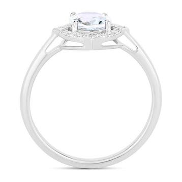 Ring - 14 karaat Witgoud - 1.06ct. tw. Aquamarijn - Diamant, Nieuw