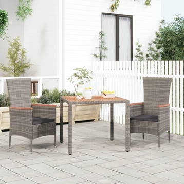 vidaXL Tuintafel met houten blad poly ratten en acaciahout, Tuin en Terras, Verzenden, Nieuw