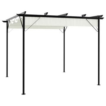 vidaXL Pergola met uitschuifbaar dak 3x3 m staal crémewit, Verzenden