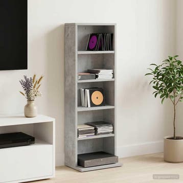 vidaXL CD Kast Betongrijs 33 x 23,5 x 97,5 cm Bewerkt hout, Huis en Inrichting, Verzenden, Nieuw