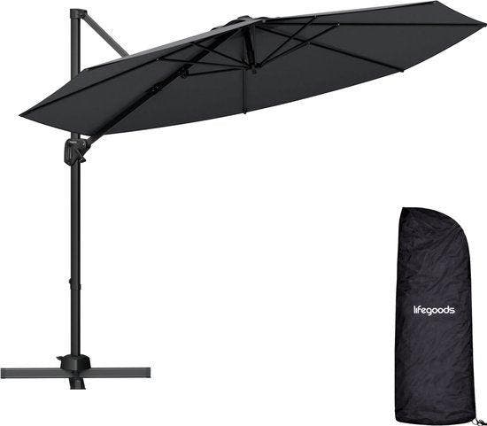 2dekans | LifeGoods Zweefparasol - 6 Standen - 360°, Tuin en Terras, Parasols, Ophalen of Verzenden