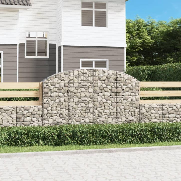 vidaXL Schanskorf gewelfd 200x30x120/140 cm gegalvaniseerd, Tuin en Terras, Bloempotten, Nieuw, Verzenden