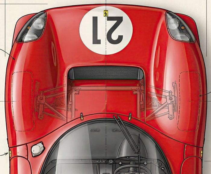 Kleury.art - [XL MATTE PAPER] Industrial Blueprint: Ferrari, Antiquités & Art, Art | Dessins & Photographie