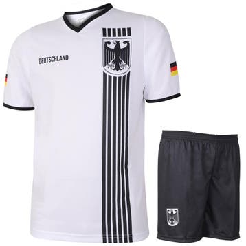 Kingdo Duitsland Voetbaltenue Thuis - Eigen Naam - Strepen, Sport en Fitness, Voetbal, Verzenden, Nieuw, Bal
