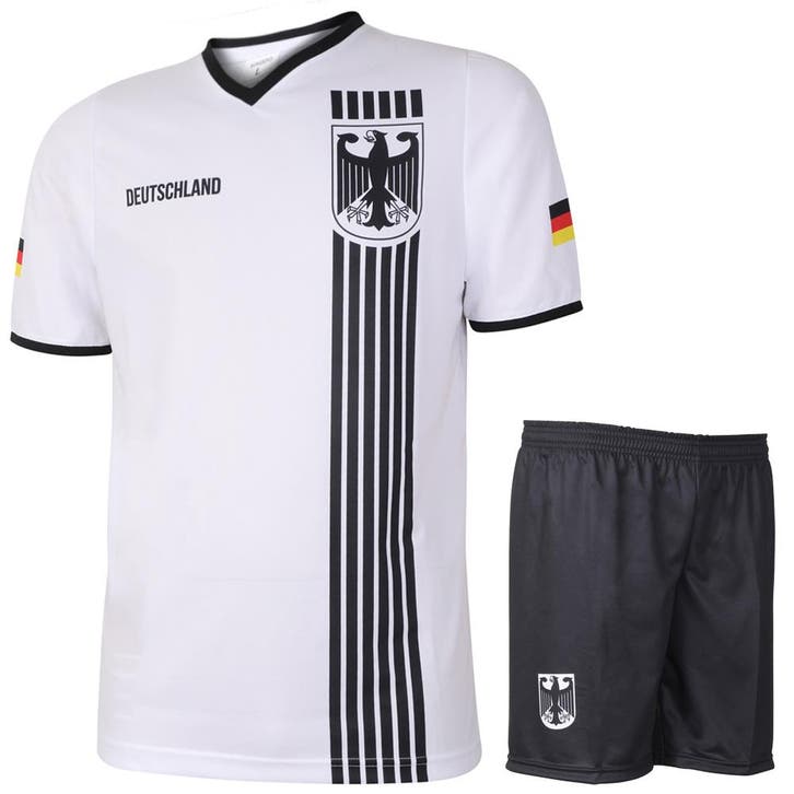 Kingdo Duitsland Voetbaltenue Thuis - Eigen Naam - Strepen, Sport en Fitness, Voetbal, Bal, Nieuw, Verzenden