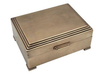 Doos - Art Deco doos met houten interieur - Messing, Hout