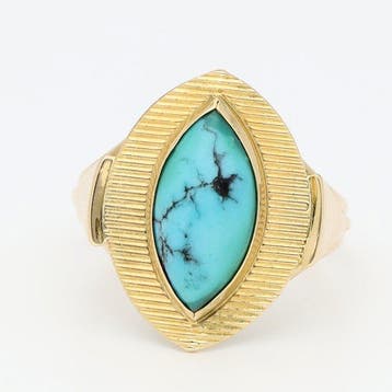 Ring - 18 karaat Geel goud Turquoise, Nieuw