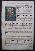 Choralbuch,Missale Romanum,mit koloriertem Holzschnitt -, Antiek en Kunst