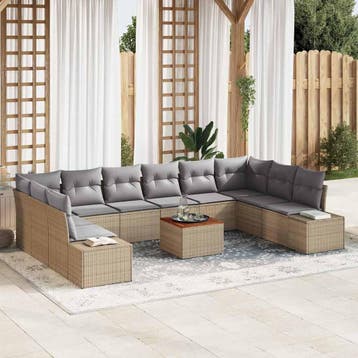 vidaXL Tuinbank Set 11 st beige en lichtgrijs, Verzenden