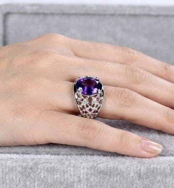 Sans prix de réserve - Bague Argent - 3.66ct. tw. Améthyste