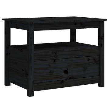 vidaXL Salontafel 71x49x55 cm massief grenenhout zwart, Verzenden, Nieuw