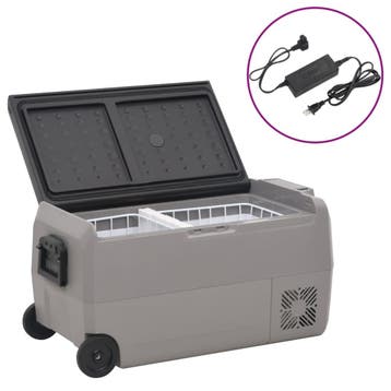 vidaXL Koelbox met wielen en adapter 50 L PP en PE zwart en, Verzenden