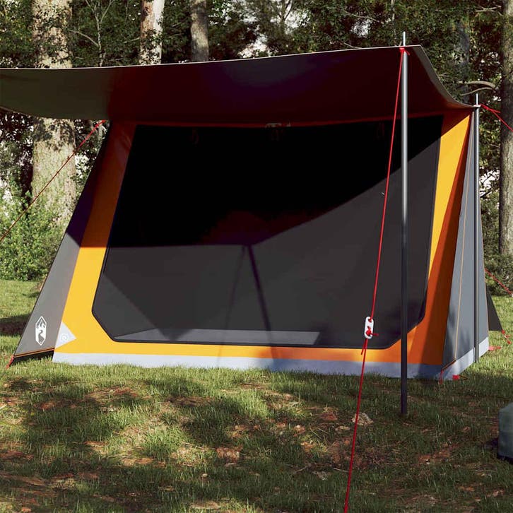 vidaXL Tent 2-persoons waterdicht grijs en oranje, Caravans en Kamperen, Tenten, Nieuw, Verzenden