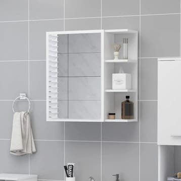 vidaXL Badkamerspiegelkast 62,5x20,5x64 cm bewerkt hout wit, Verzenden, Nieuw