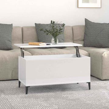 vidaXL Salontafel 90x44,5x45 cm bewerkt hout hoogglans wit, Verzenden, Nieuw