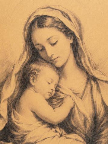 Madonna della Tenerezza – Afdruk op Leer 85,00 x 68,00 cm -